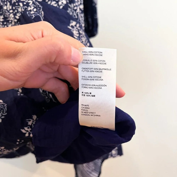 Maeve Anthropologie Navy Paisley Bohemian Floral Peasant Tunic Mini Dress XS - Picture 5 of 9